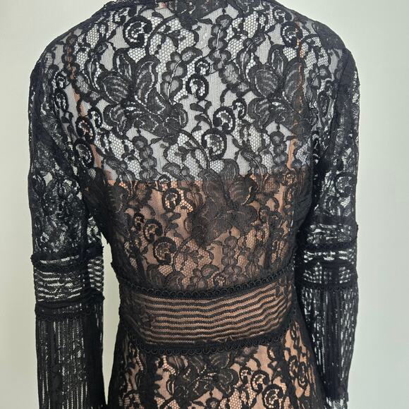 Vintage Y2K Nanette Lepore Whimsigoth Lace Dress Black Fairy Grunge Women 4 - Picture 7 of 13